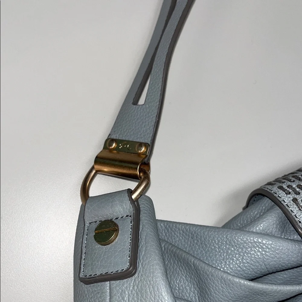 Foley + Corinna Baby Blue / Gray Faux Leather Shoulder Bag